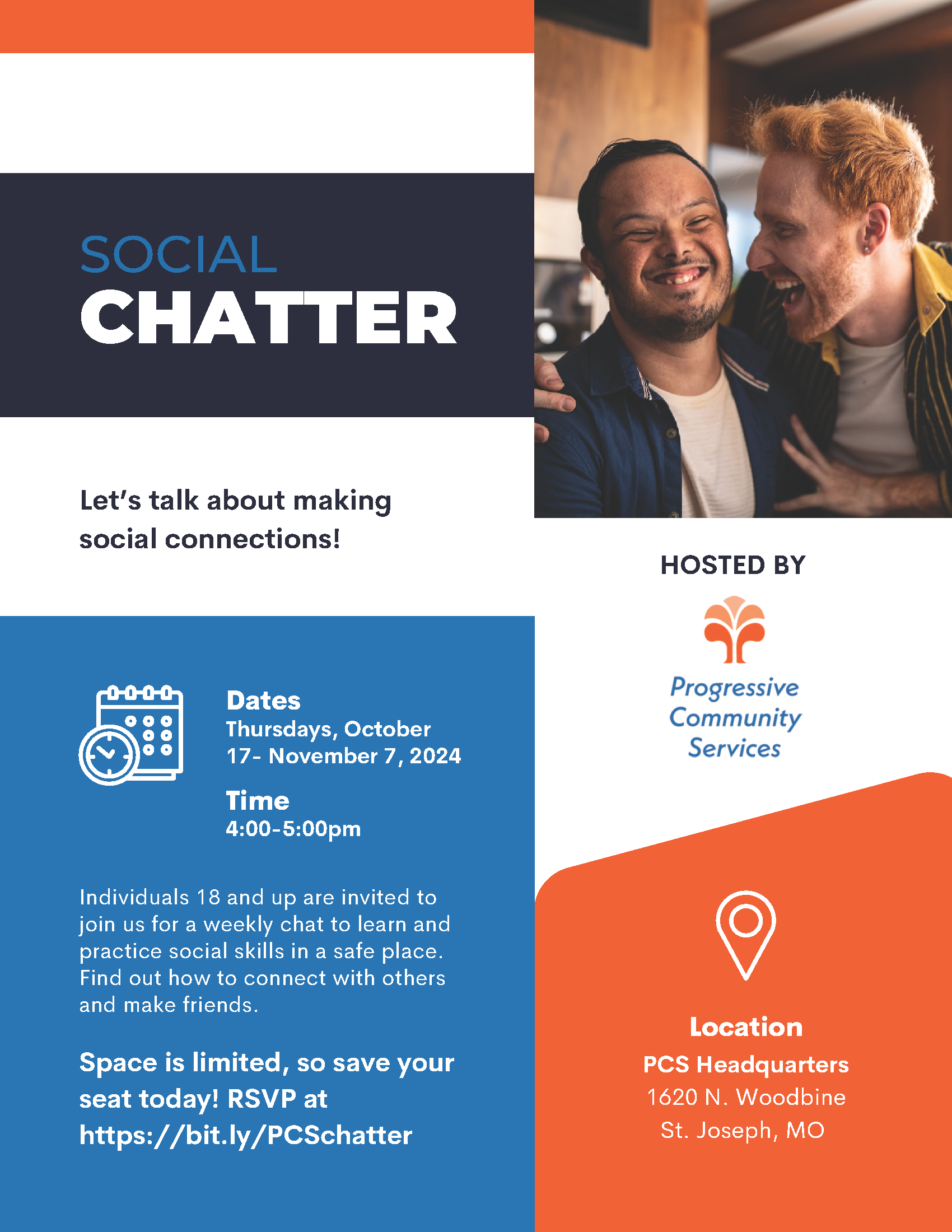 PCS CHATTER SESSIONS fall social 2024 flyer