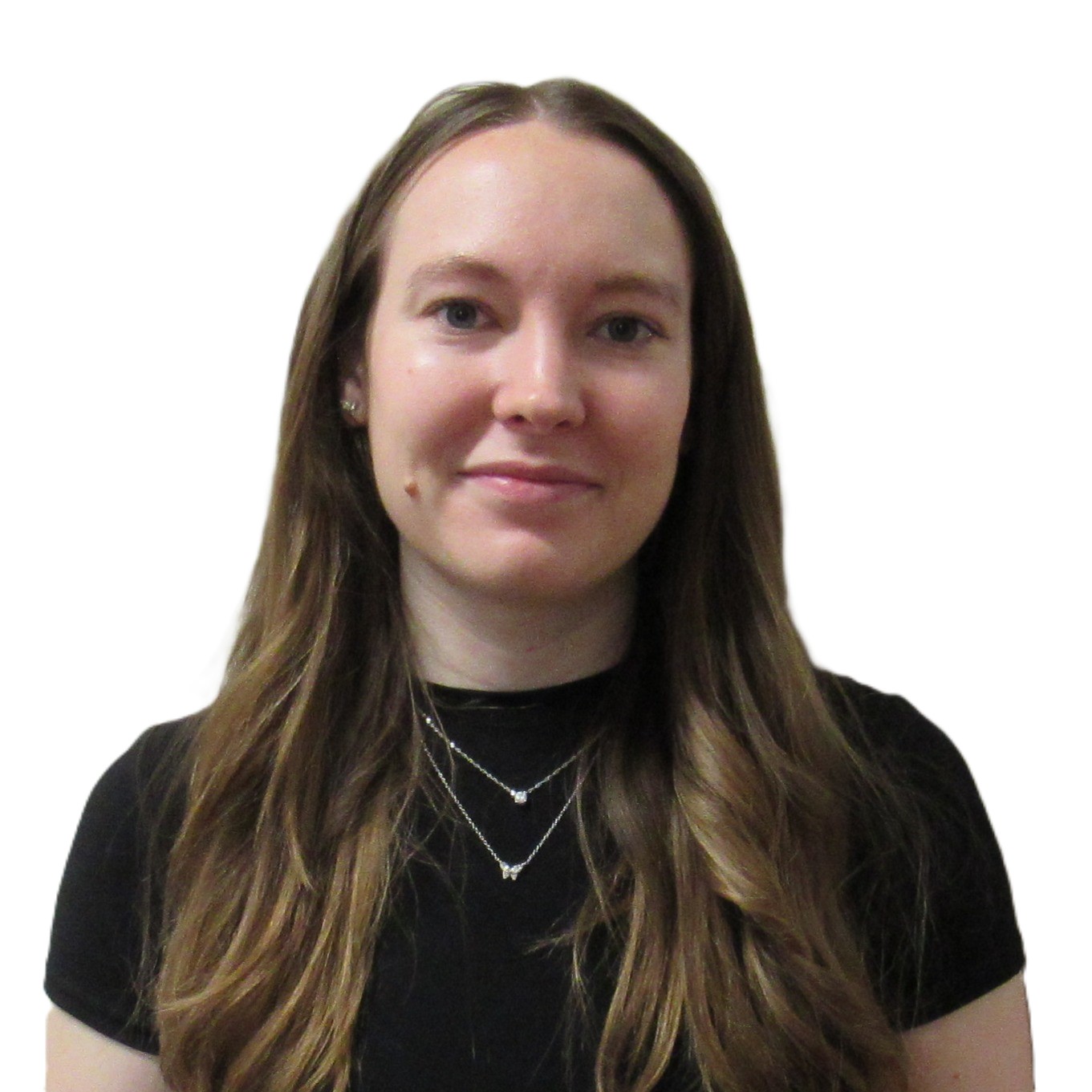 white woman with long brown hair wearing a black shirt