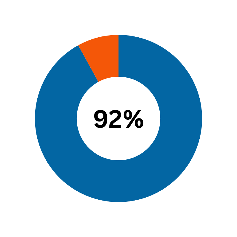 pie chart representing 92%